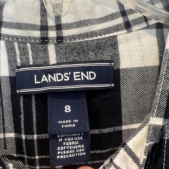 Lands' End Black and White Checkered Shirt size 8. - Picture 4 of 6